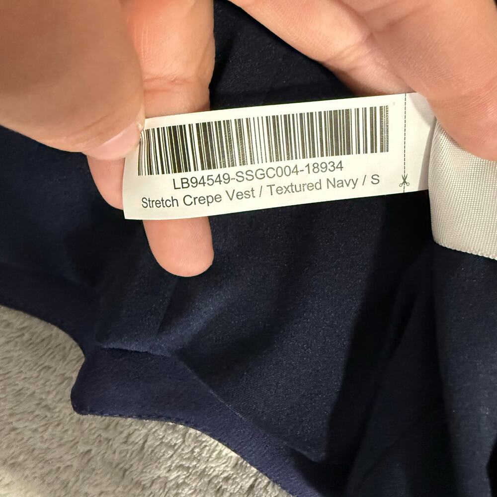 Quince Stretch Crepe Vest, Textured Navy, S - Picture 5 of 5